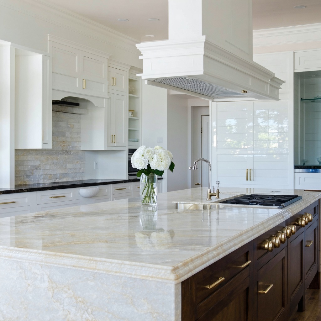 white quartz countertop kitchen-1