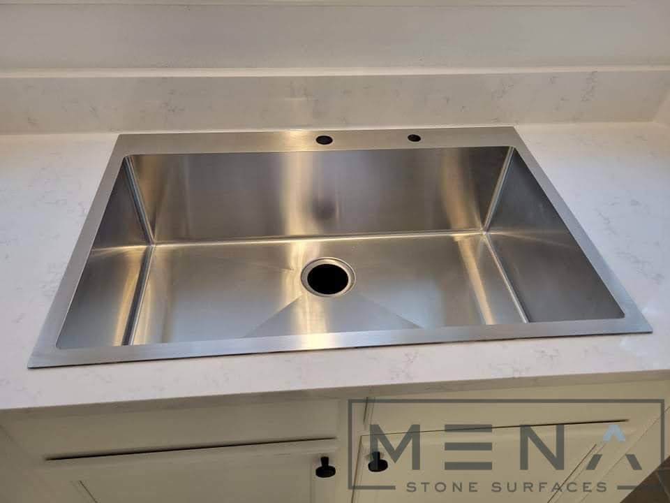Top mount stainless steel sink